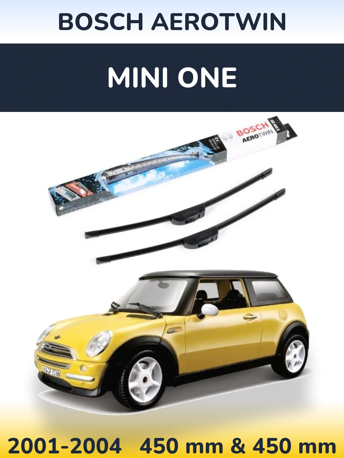 Front wiper blade set BOSCH AeroTwin 450 & 450 мм for MINI One 2001-2004