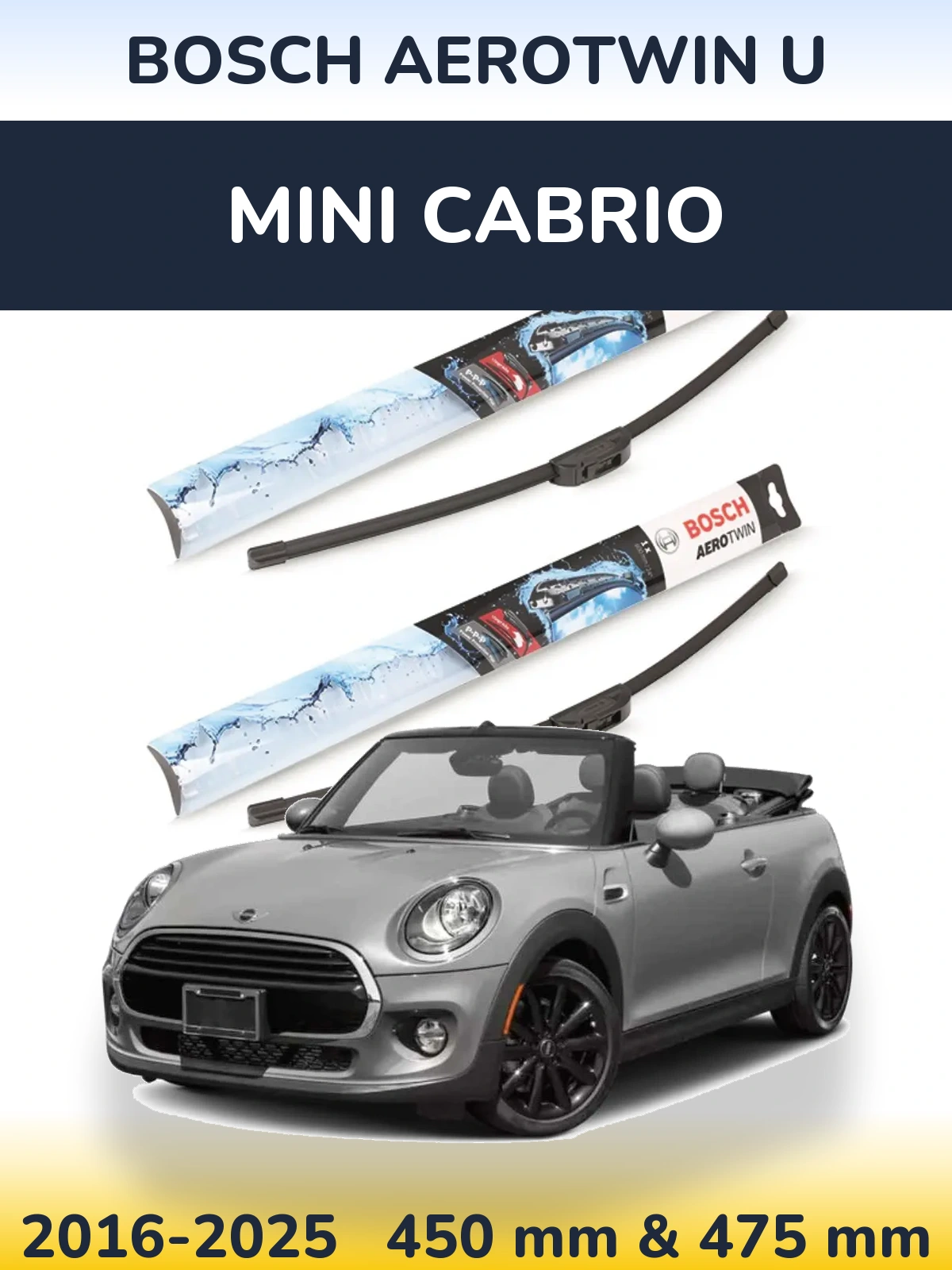 Комплект передних дворников BOSCH AeroTwin U 450 & 475 мм для MINI Cabrio 2016-2025