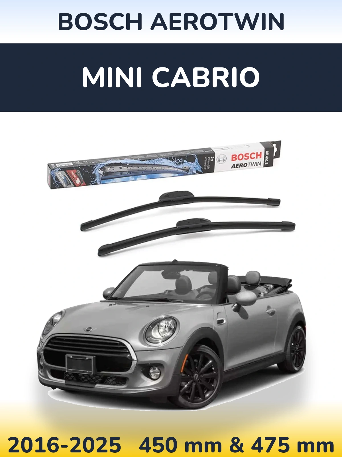 Komplet przednich wycieraczek BOSCH AeroTwin 450 & 475 mm do MINI Cabrio 2016-2025