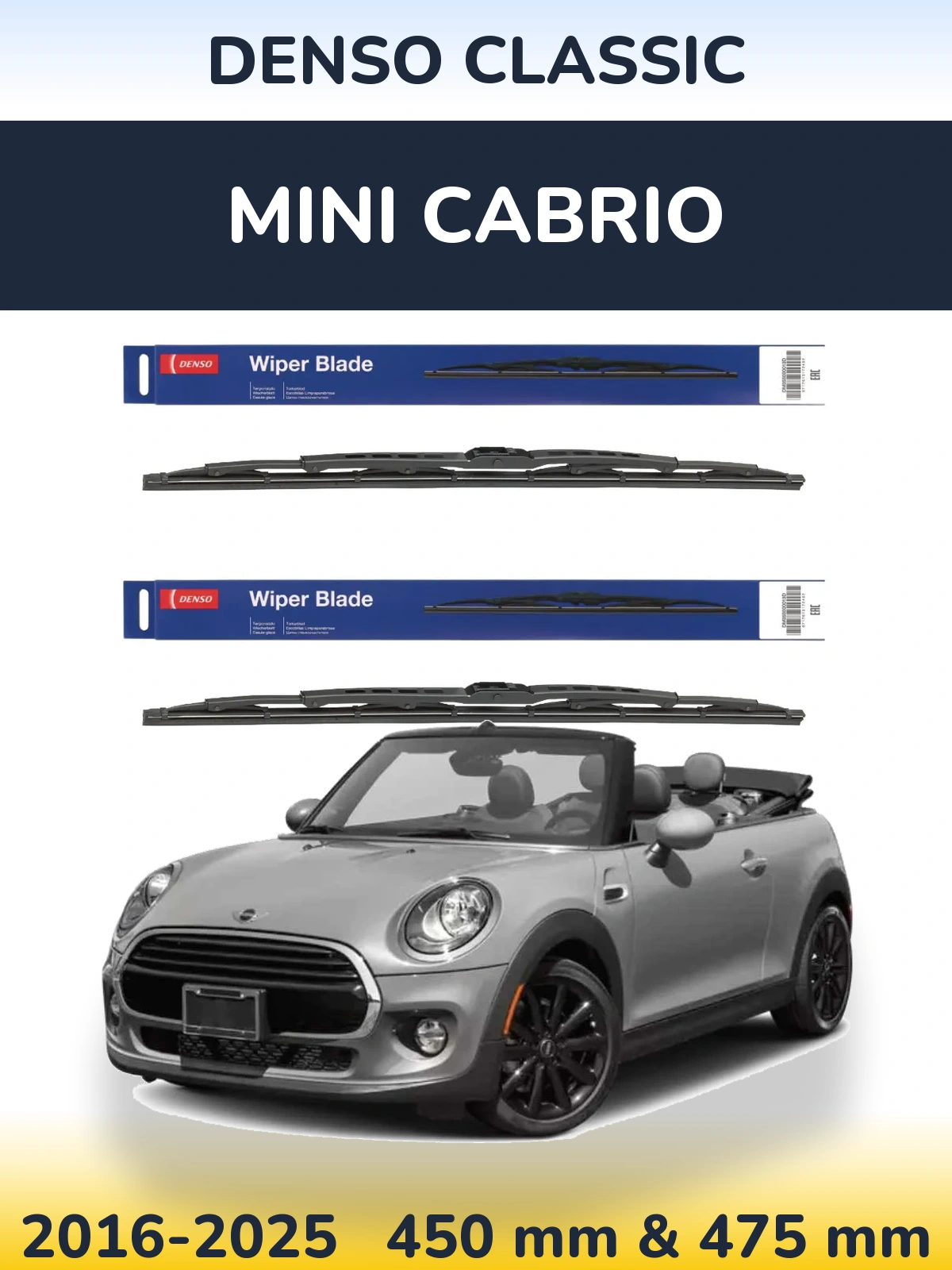 Komplet przednich wycieraczek Denso Classic 450 & 475 mm do MINI Cabrio 2016-2025