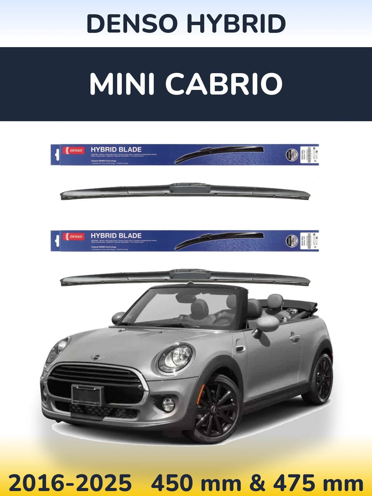 Komplet przednich wycieraczek Denso Hybrid 450 & 475 mm do MINI Cabrio 2016-2025