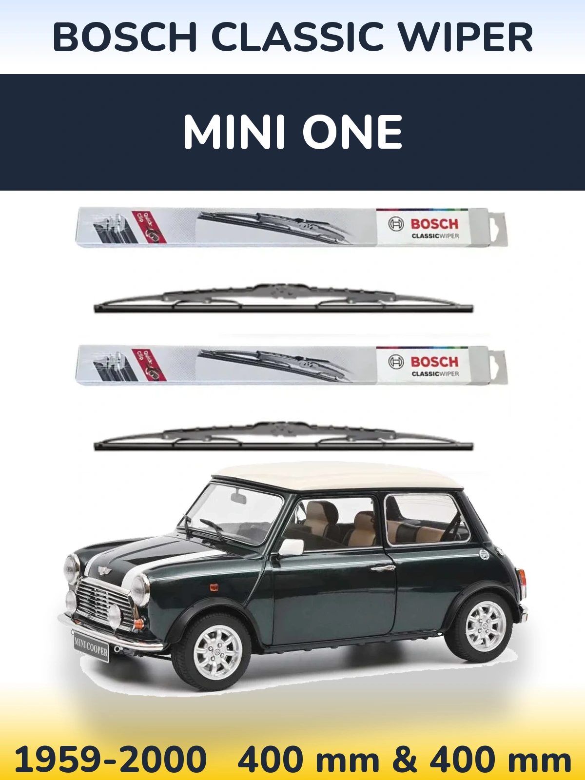 Komplet przednich wycieraczek BOSCH Classic Wiper 400 & 400 mm do MINI One 1959-2000