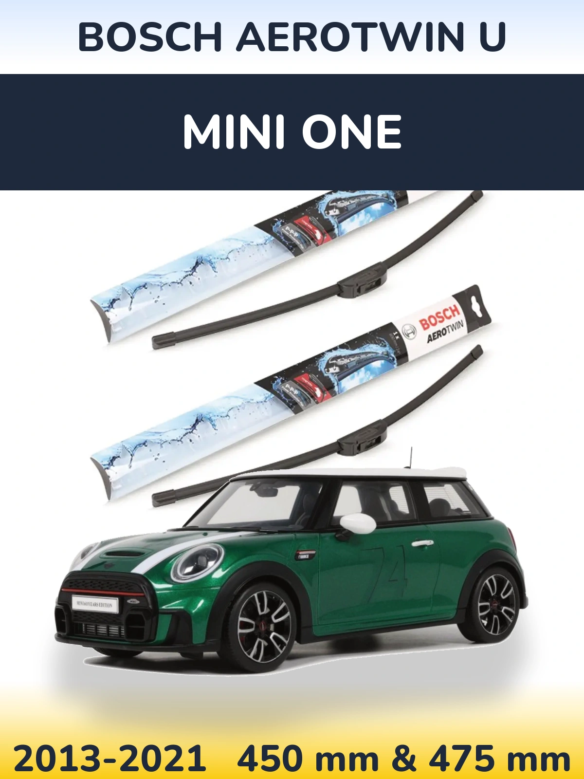 Front wiper blade set BOSCH AeroTwin U 450 & 475 мм for MINI One 2013-2021