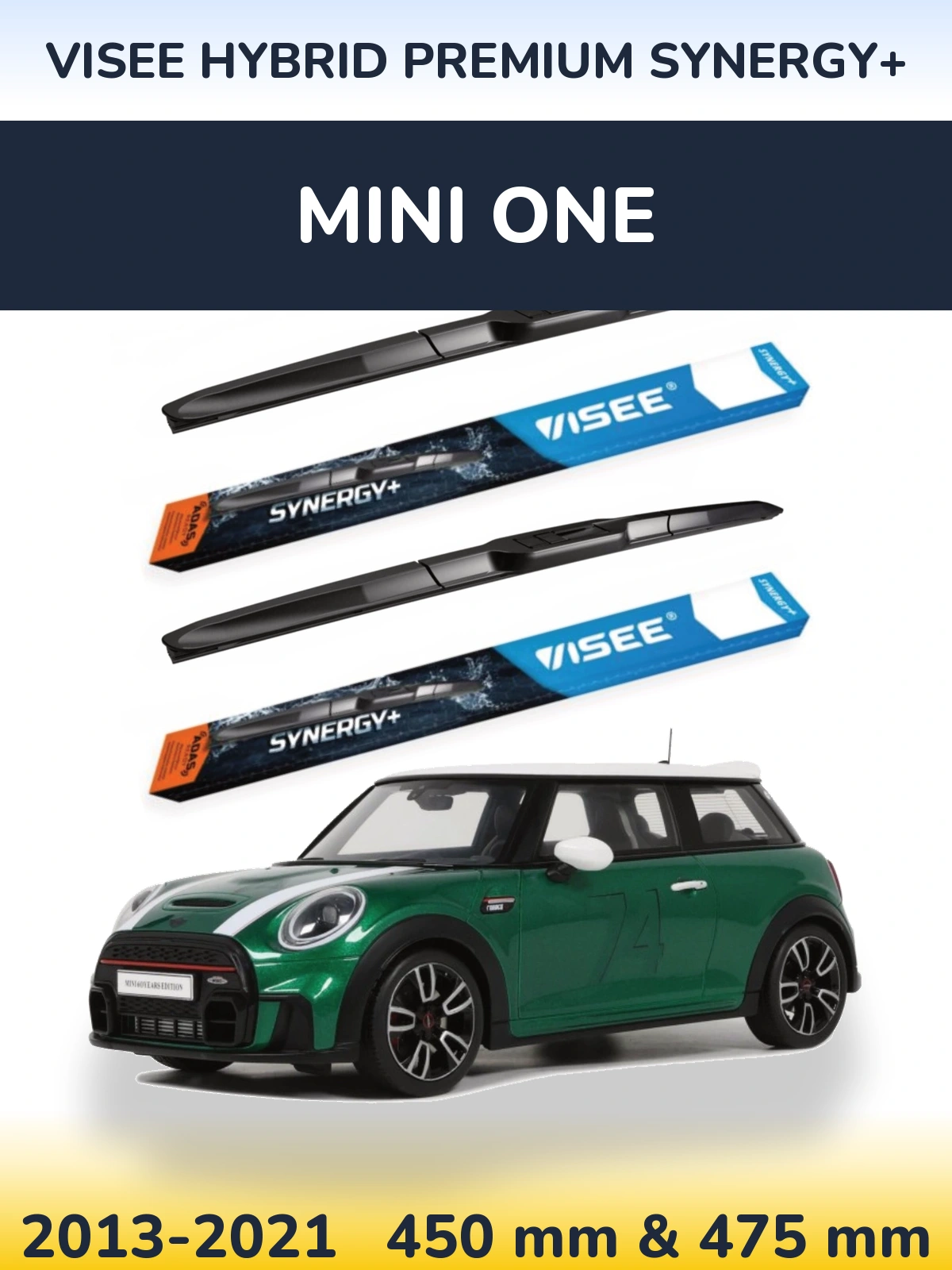 Front wiper blade set VISEE HYBRID PREMIUM SYNERGY+ 450 & 475 мм for MINI One 2013-2021