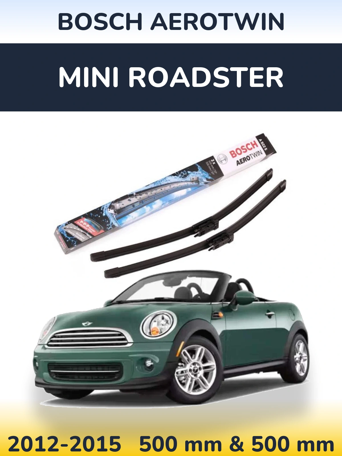 Front wiper blade set BOSCH AeroTwin 500 & 500 mm for MINI Roadster 2012-2015