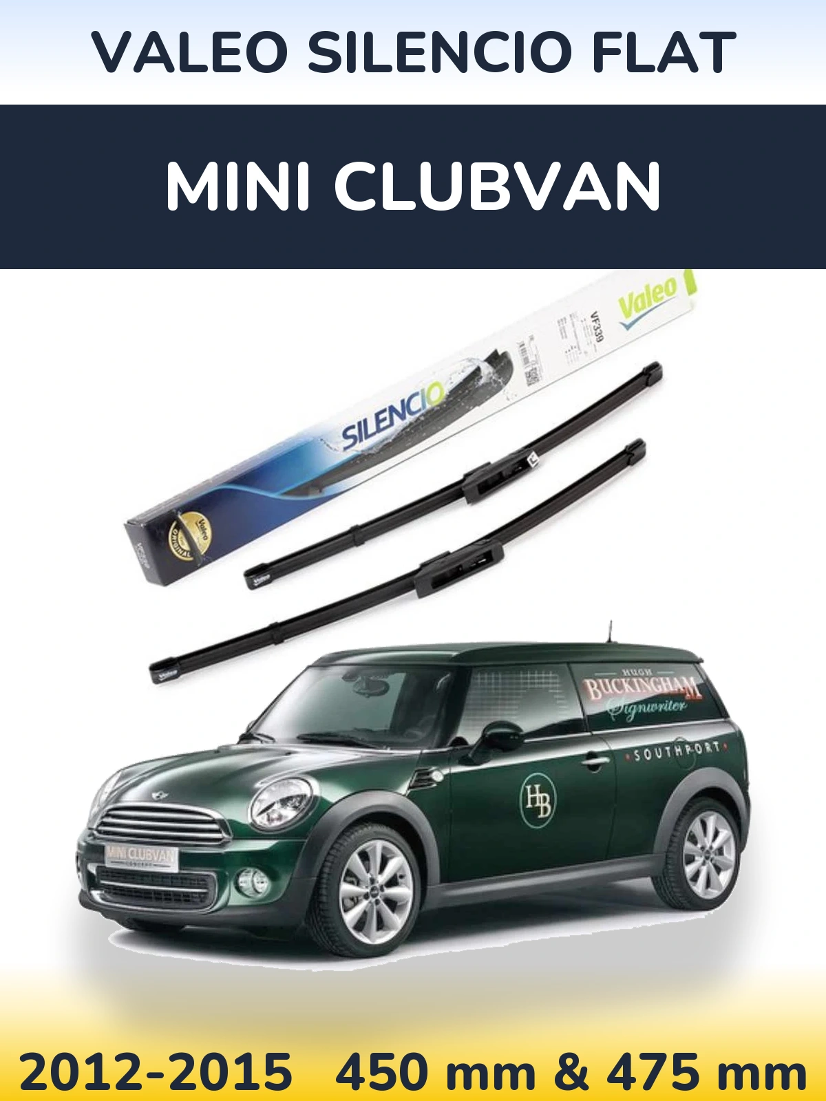 Front wiper blade set Valeo Silencio Flat 450 & 475 мм for MINI Clubvan 2012-2015