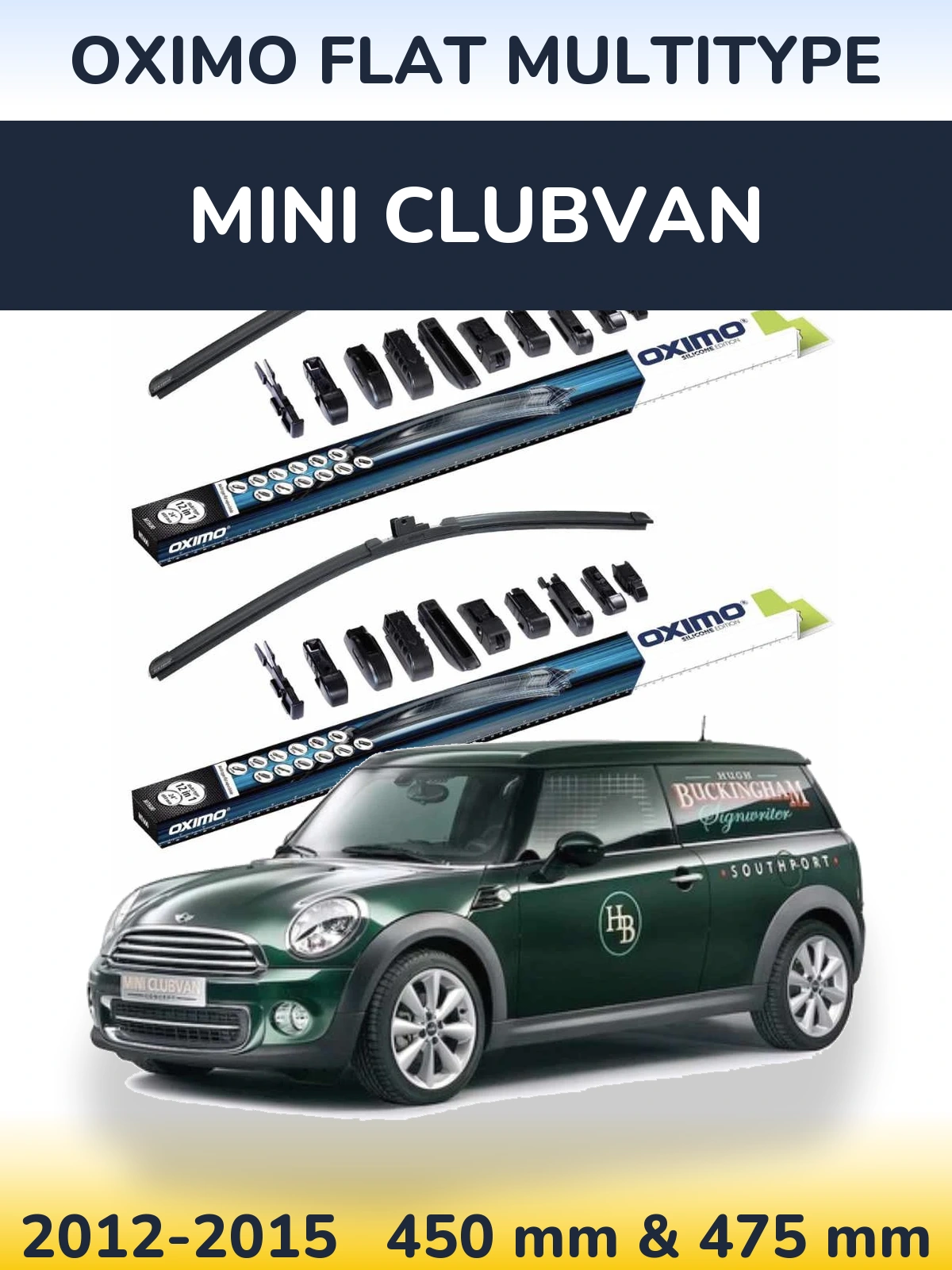 Комплект передніх щіток Oximo Flat MultiТипe 450 & 475 мм для MINI Clubvan 2012-2015