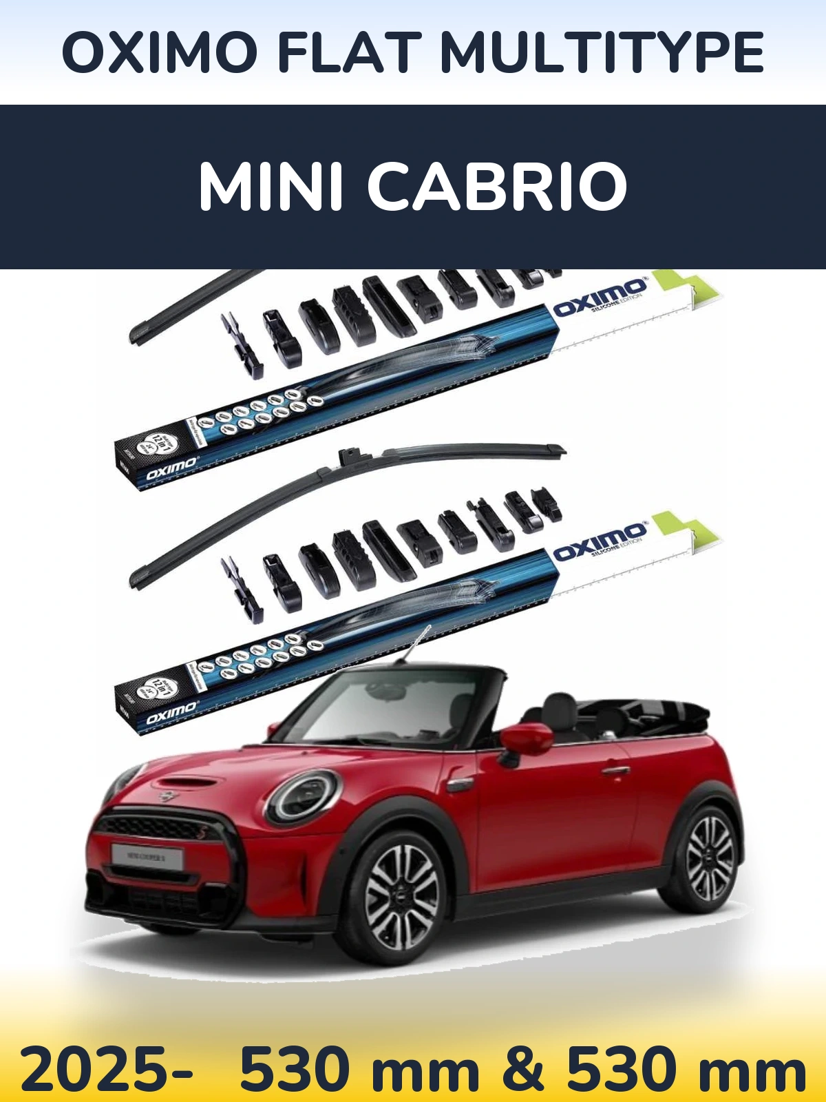 Комплект передних дворников Oximo Flat MultiТипe 530 & 530 мм для MINI Cabrio 2025-2026