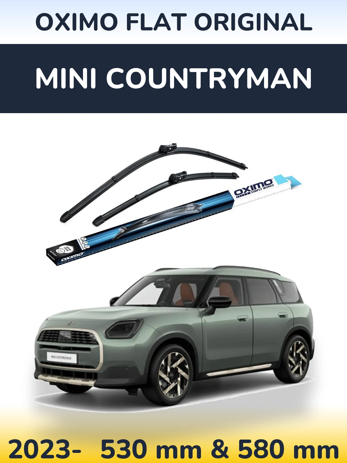 Front wiper blade set Oximo Flat Original 530 & 580 мм for MINI Countryman 2023-2026
