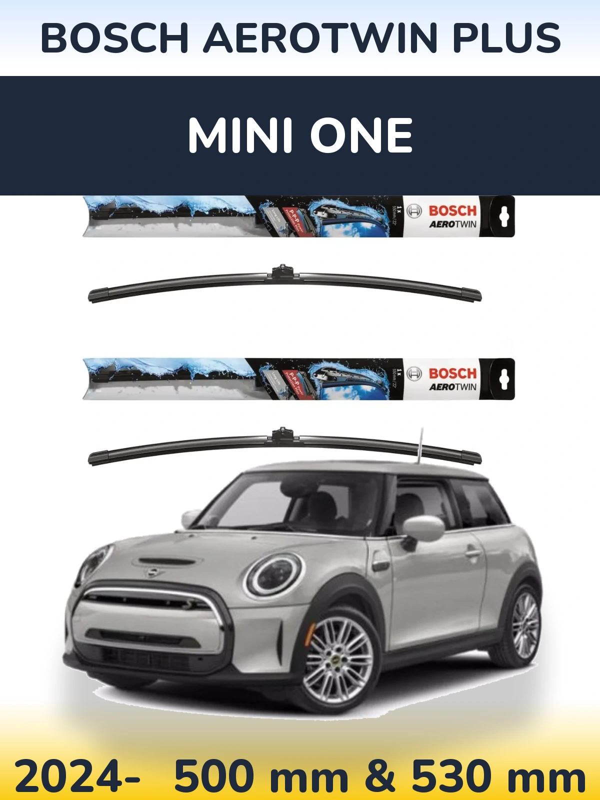 Комплект передніх щіток BOSCH AeroTwin Plus 500 & 530 мм для MINI One 2024-2026