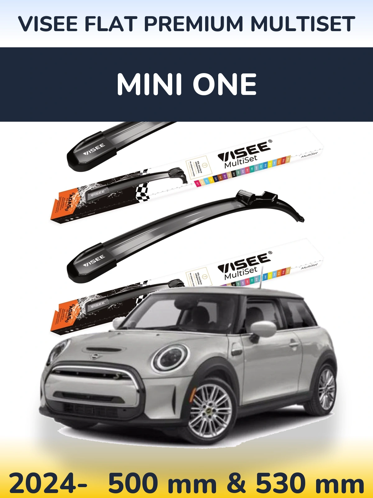 Front wiper blade set VISEE FLAT PREMIUM MultiSet 500 & 530 мм for MINI One 2024-2026