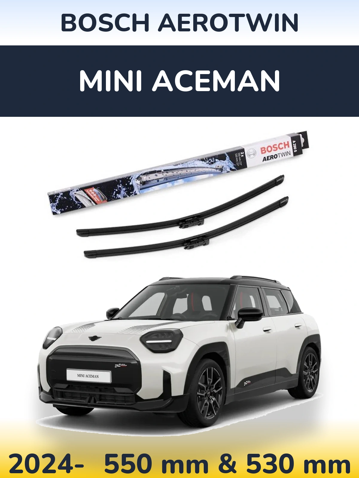 Комплект передних дворников BOSCH AeroTwin 550 & 530 мм для MINI Aceman 2024-2026