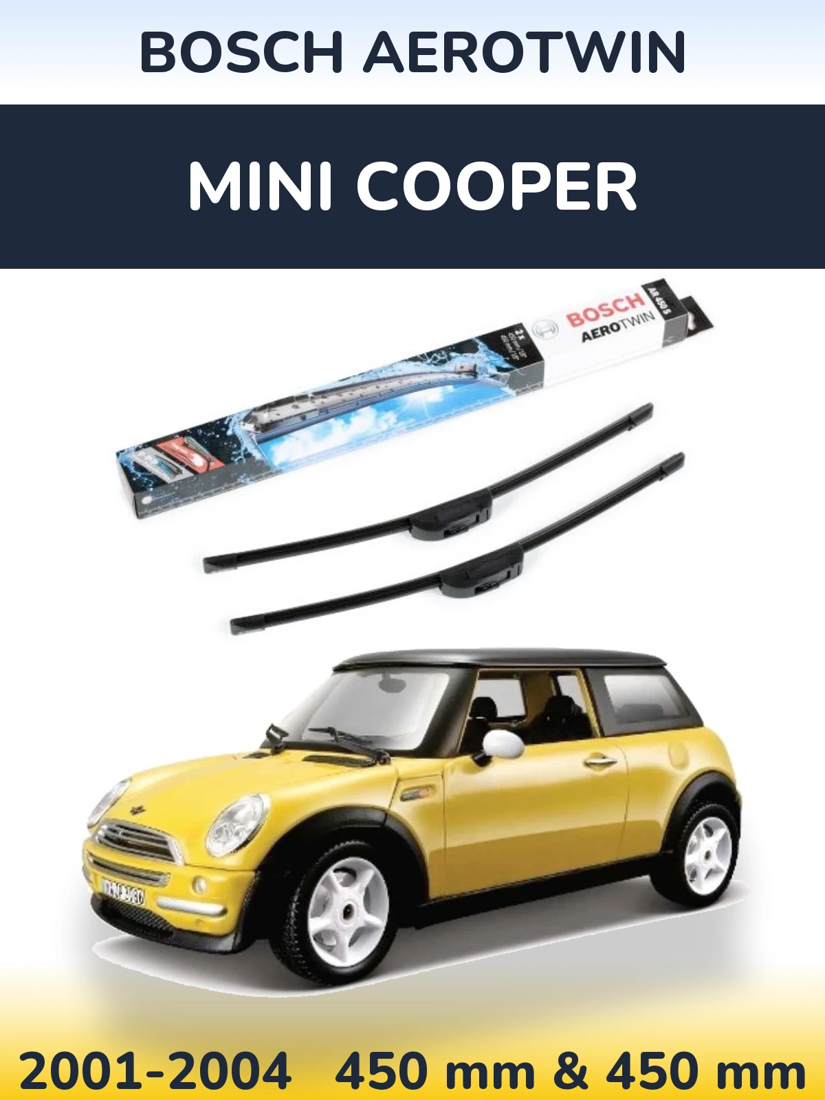 Комплект передних дворников BOSCH AeroTwin 450 & 450 мм для MINI Cooper 2001-2004