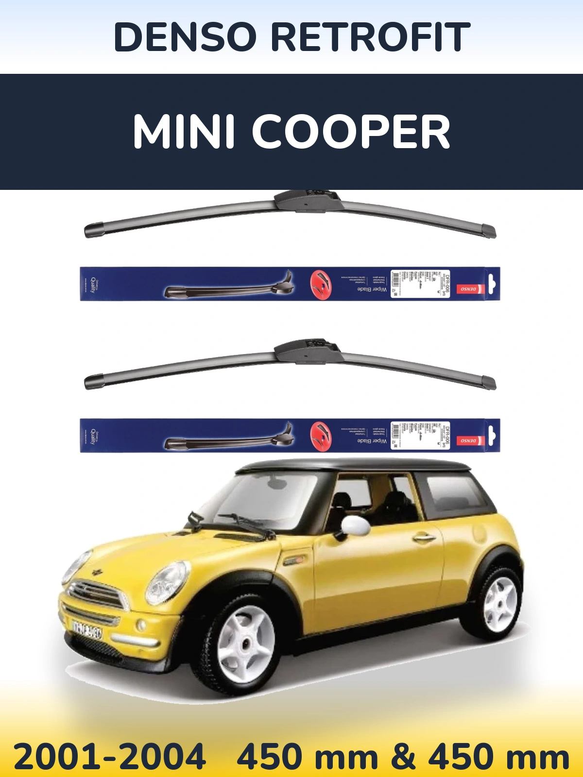 Front wiper blade set Denso Retrofit 450 & 450 мм for MINI Cooper 2001-2004
