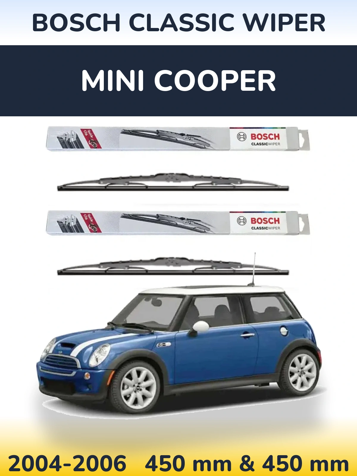 Komplet przednich wycieraczek BOSCH Classic Wiper 450 & 450 mm do MINI Cooper 2004-2006