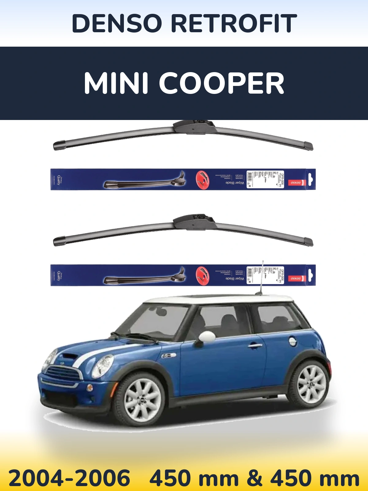 Front wiper blade set Denso Retrofit 450 & 450 мм for MINI Cooper 2004-2006