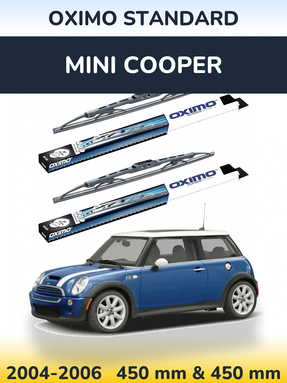 Front wiper blade set Oximo Standard 450 & 450 мм for MINI Cooper 2004-2006