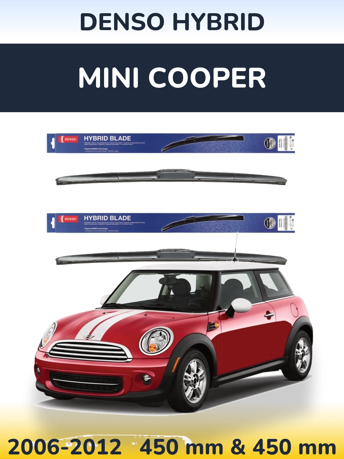 Komplet przednich wycieraczek Denso Hybrid 450 & 450 mm do MINI Cooper 2006-2012