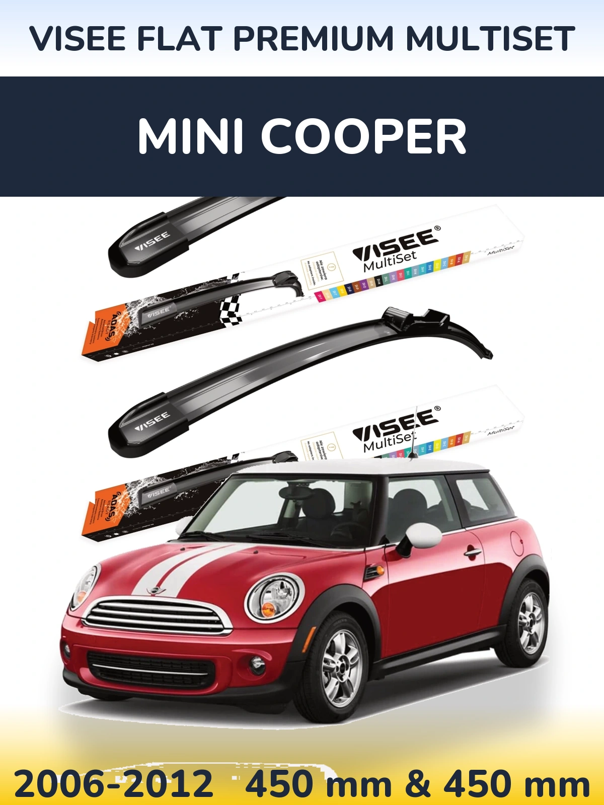 Komplet przednich wycieraczek VISEE FLAT PREMIUM MultiSet 450 & 450 mm do MINI Cooper 2006-2012