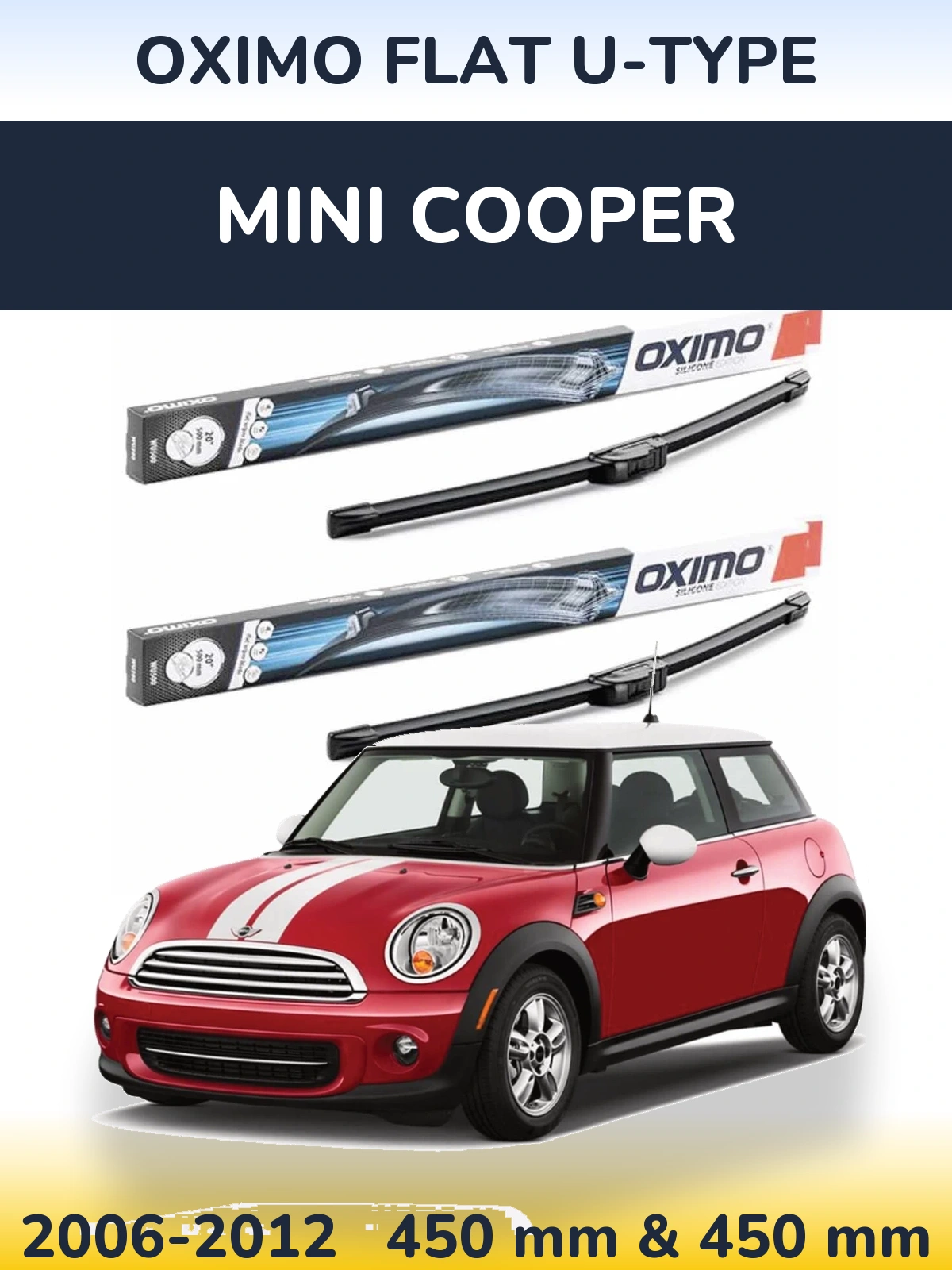 Комплект передних дворников Oximo Flat U-type 450 & 450 мм для MINI Cooper 2006-2012