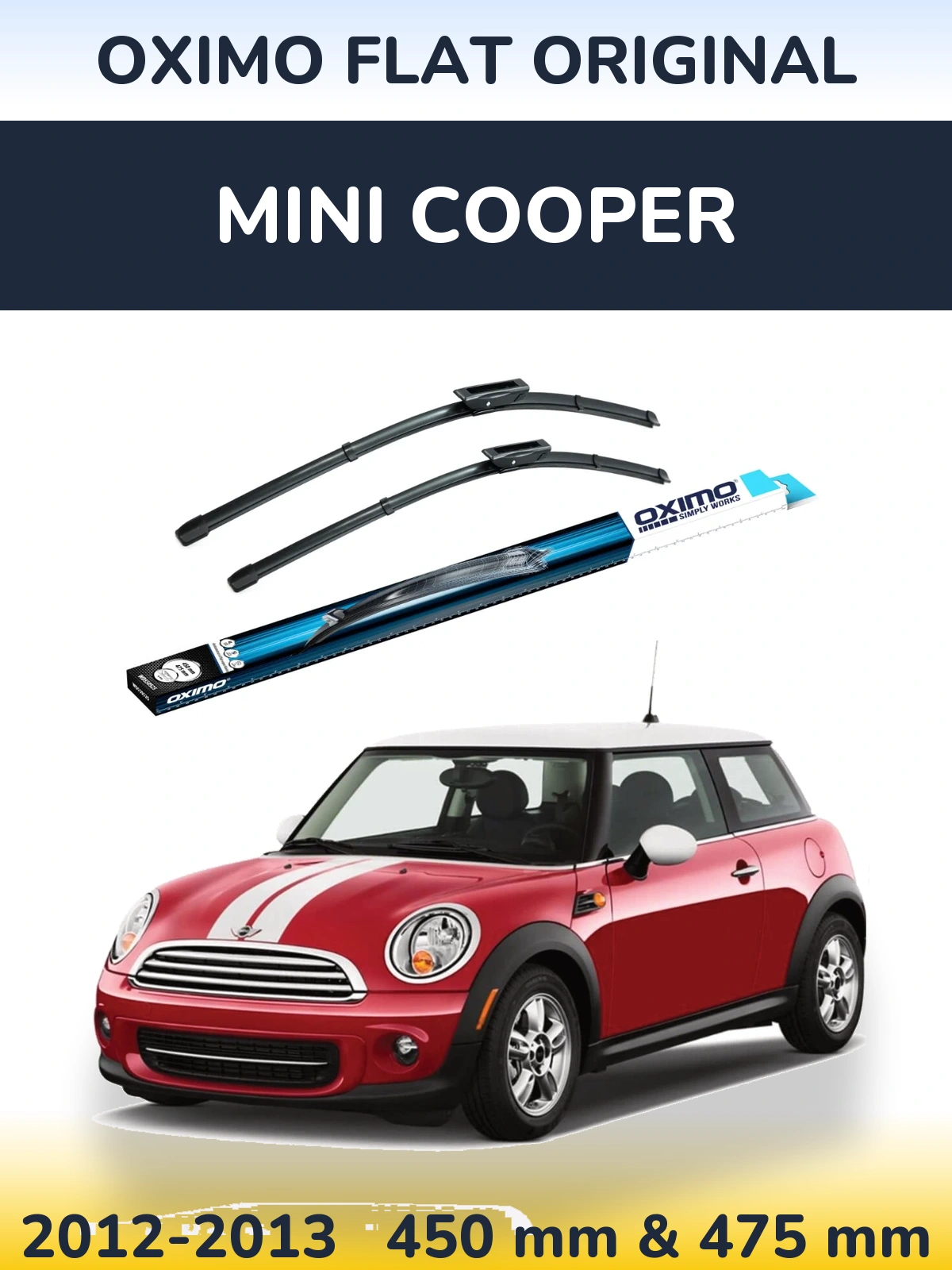 Komplet przednich wycieraczek Oximo Flat Original 450 & 475 mm do MINI Cooper 2012-2013
