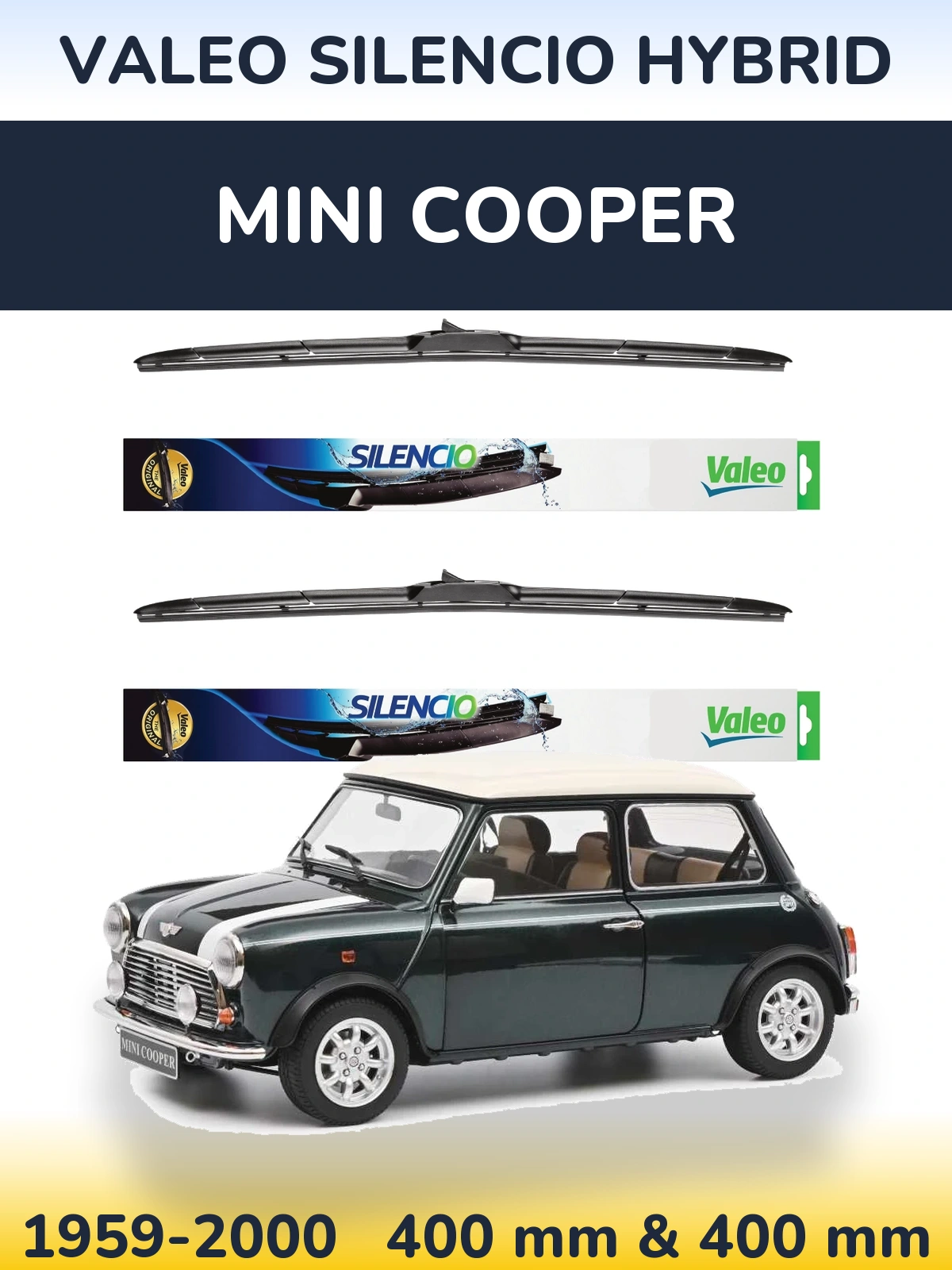 Комплект передних дворников Valeo Silencio Hybrid 400 & 400 мм для MINI Cooper 1959-2000