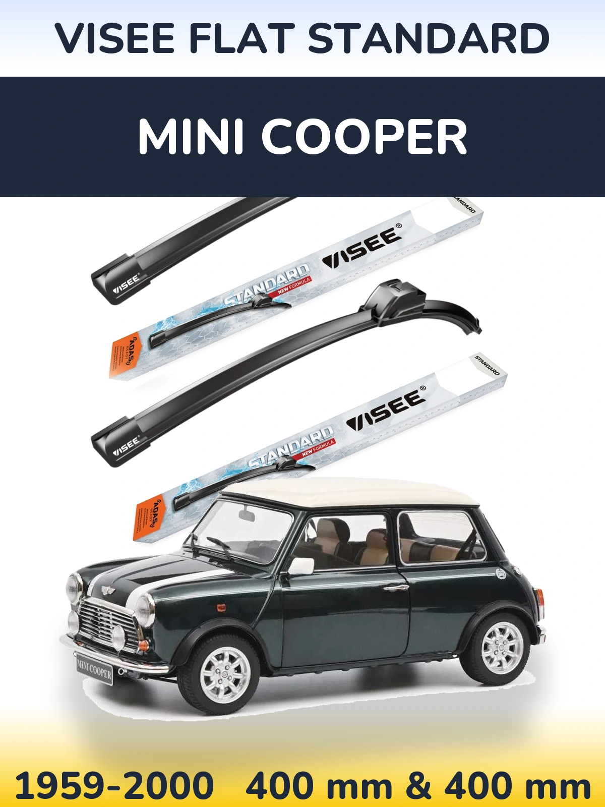 Комплект передних дворников VISEE FLAT STANDARD 400 & 400 мм для MINI Cooper 1959-2000