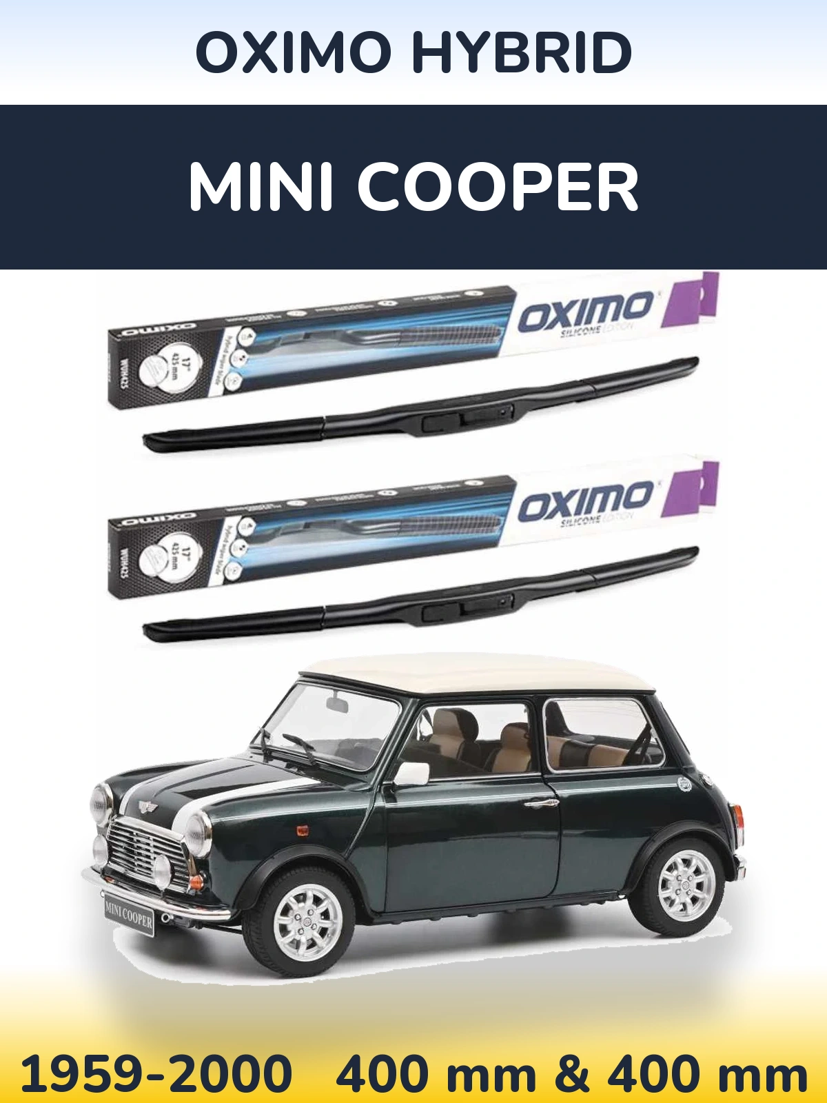 Komplet przednich wycieraczek Oximo Hybrid 400 & 400 mm do MINI Cooper 1959-2000
