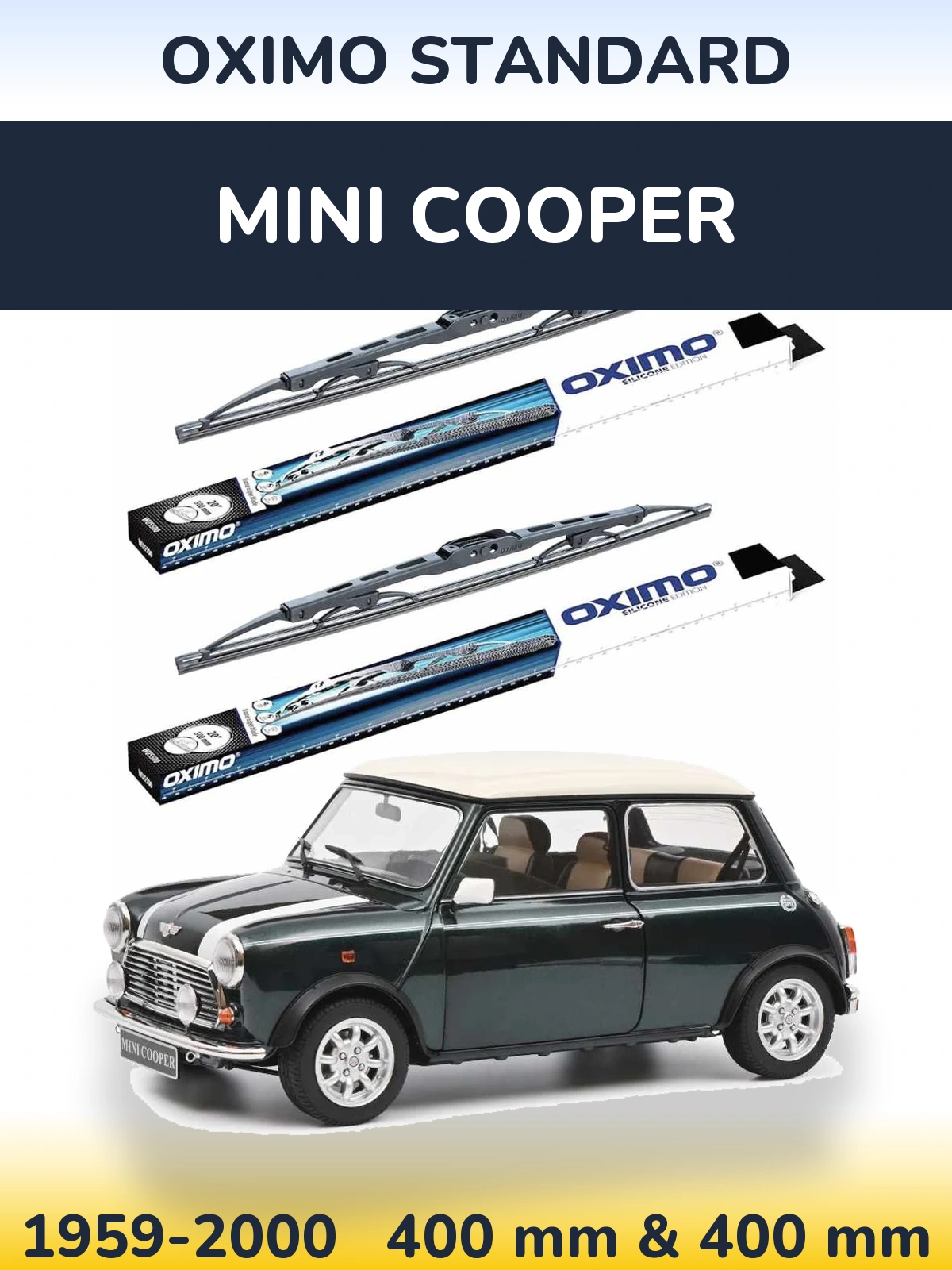 Front wiper blade set Oximo Standard 400 & 400 мм for MINI Cooper 1959-2000