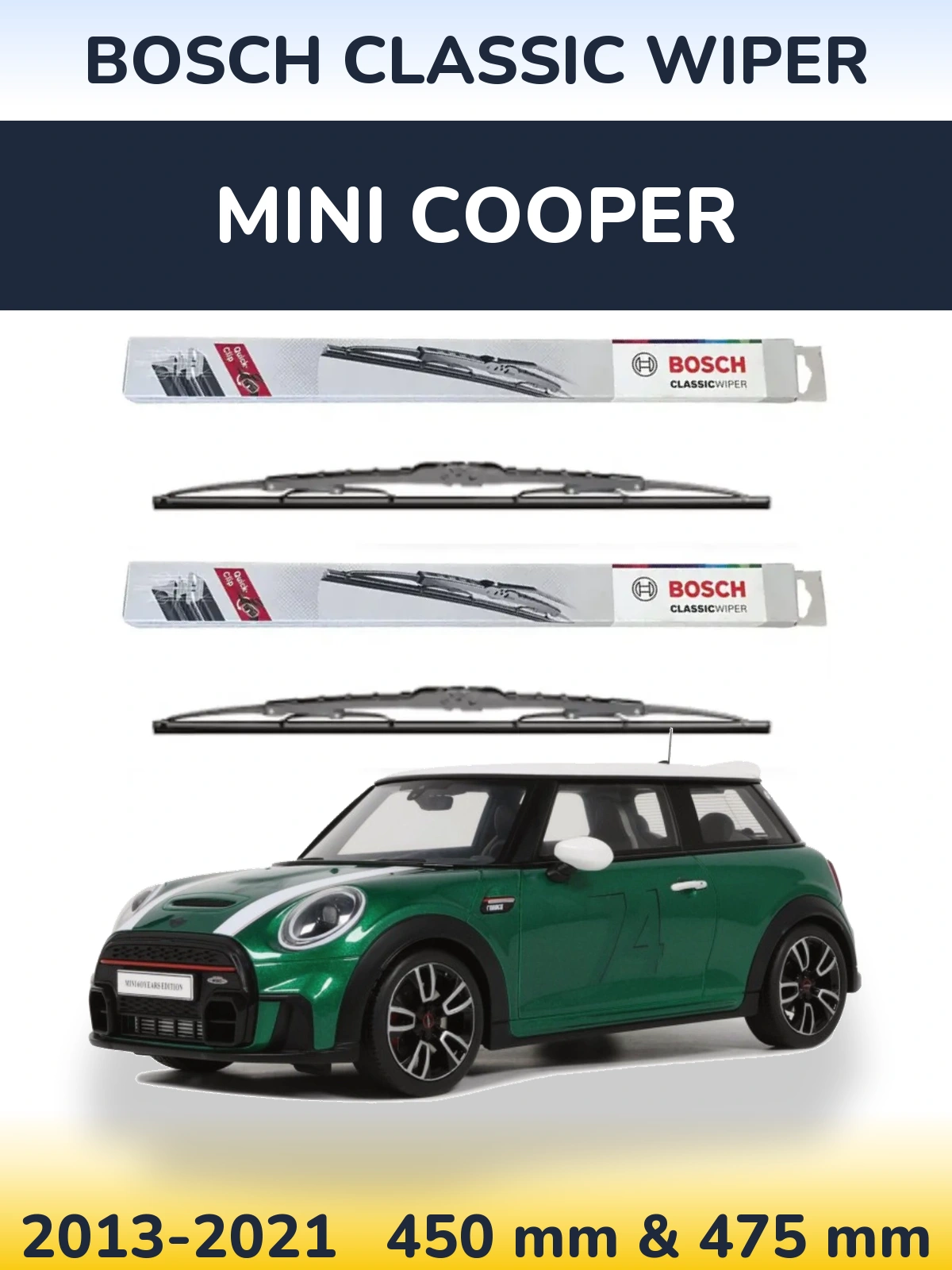 Комплект передніх щіток BOSCH Classic Wiper 450 & 475 мм для MINI Cooper 2013-2021