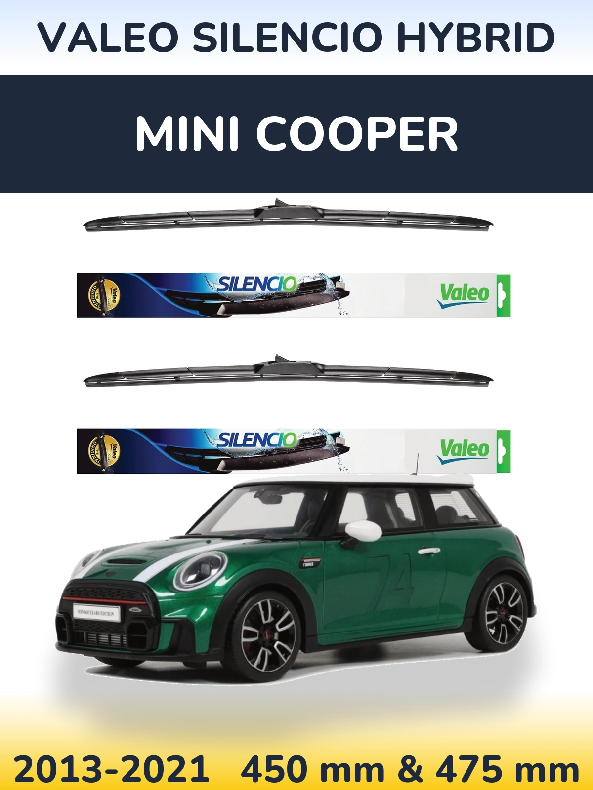 Комплект передних дворников Valeo Silencio Hybrid 450 & 475 мм для MINI Cooper 2013-2021