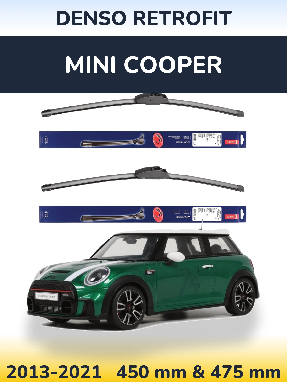 Komplet przednich wycieraczek Denso Retrofit 450 & 475 mm do MINI Cooper 2013-2021