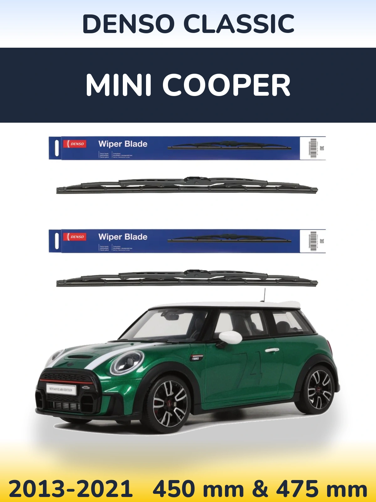 Komplet przednich wycieraczek Denso Classic 450 & 475 mm do MINI Cooper 2013-2021
