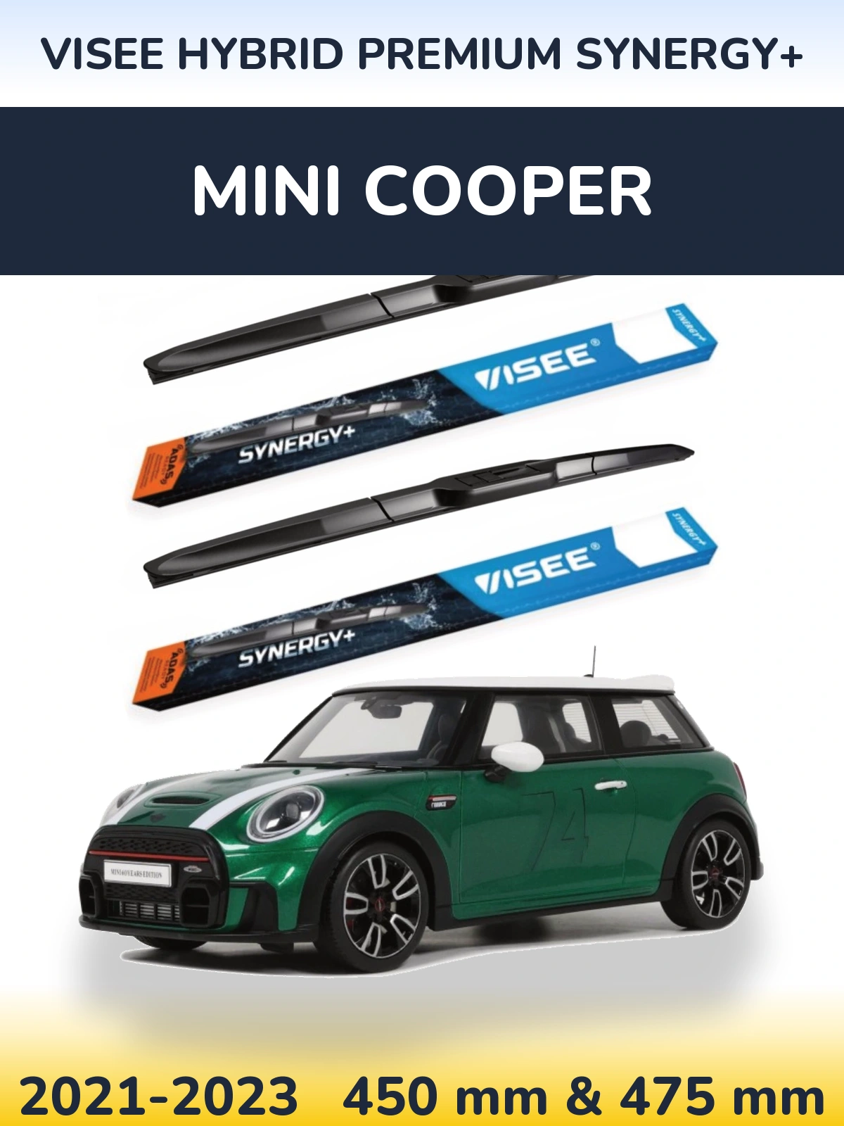 Комплект передних дворников VISEE HYBRID PREMIUM SYNERGY+ 450 & 475 мм для MINI Cooper 2021-2023