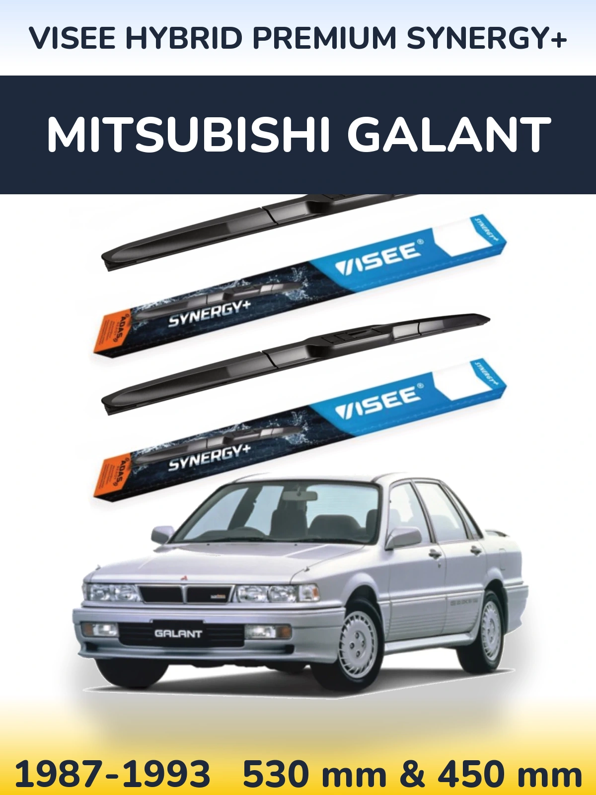 Komplet przednich wycieraczek VISEE HYBRID PREMIUM SYNERGY+ 530 & 450 mm do Mitsubishi Galant 1987-1993