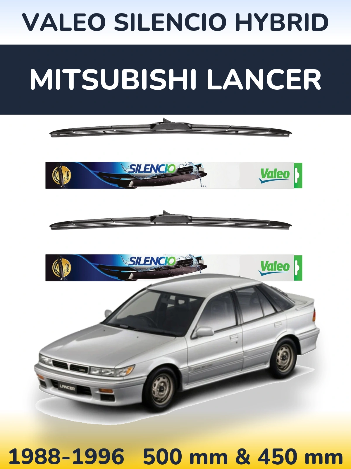 Комплект передніх щіток Valeo Silencio Hybrid 500 & 450 мм для Mitsubishi Lancer 1988-1996