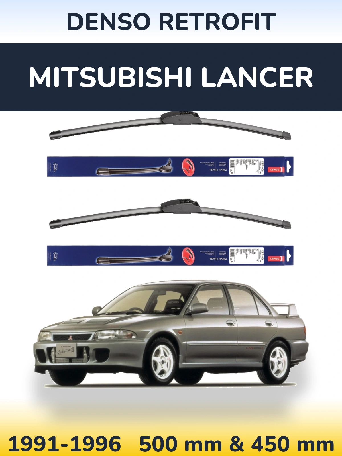 Front wiper blade set Denso Retrofit 500 & 450 мм for Mitsubishi Lancer 1991-1996