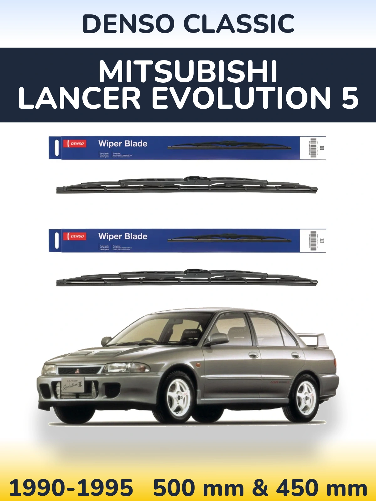 Komplet przednich wycieraczek Denso Classic 500 & 450 mm do Mitsubishi Lancer Evolution 5 1990-1995