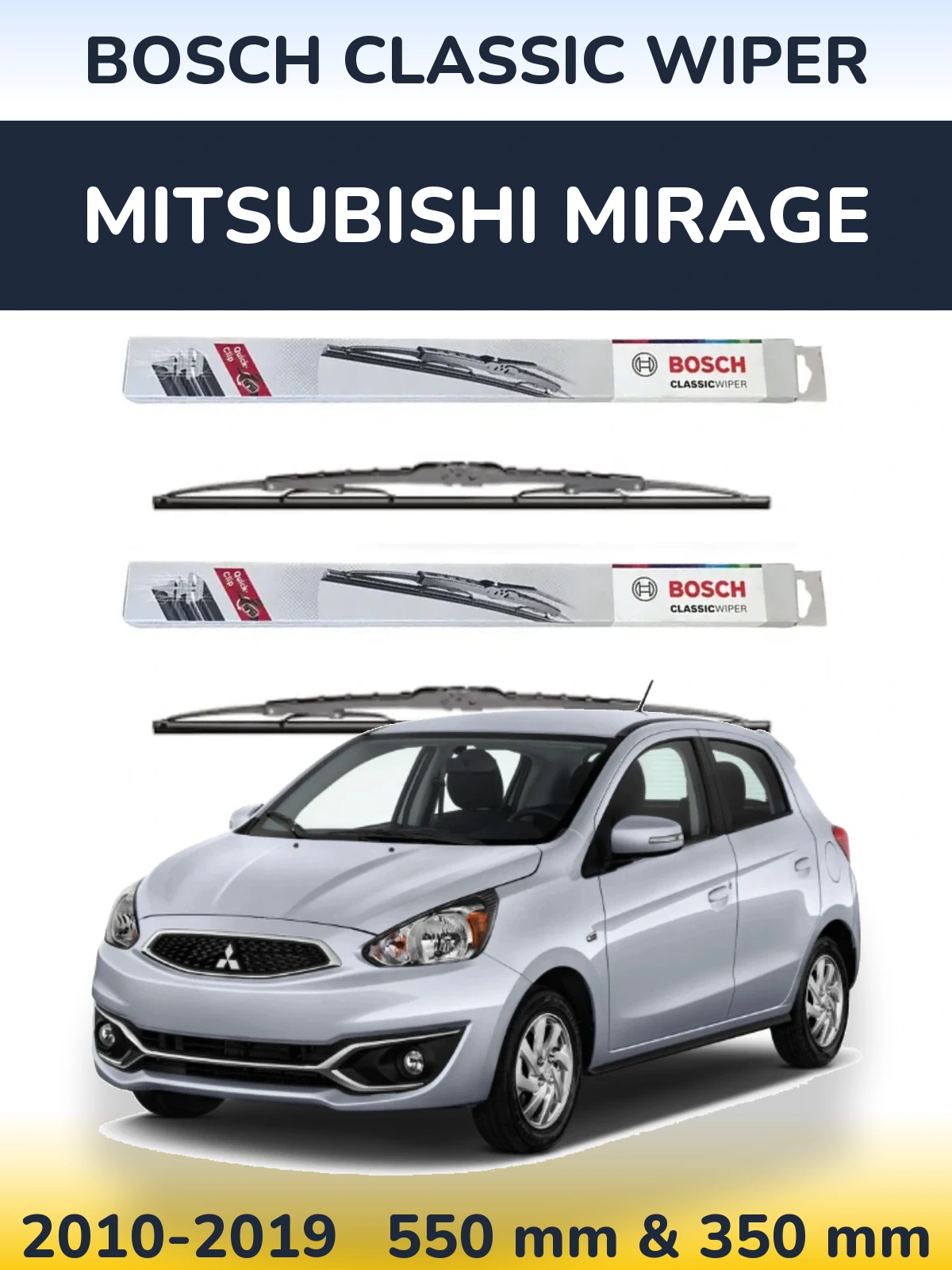 Front wiper blade set BOSCH Classic Wiper 550 & 340 мм for Mitsubishi Mirage 2010-2019