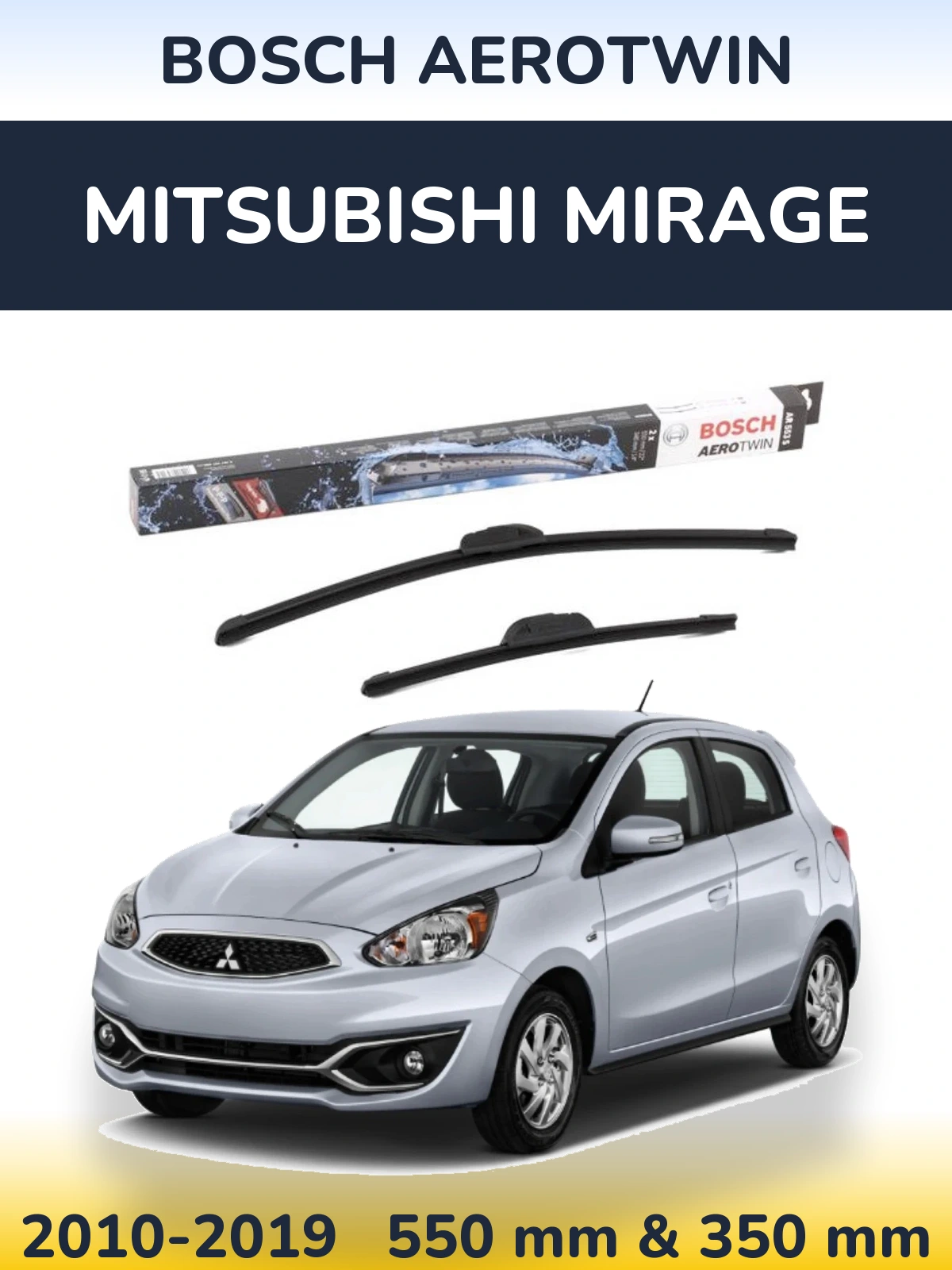 Front wiper blade set BOSCH AeroTwin 550 & 350 мм for Mitsubishi Mirage 2010-2019