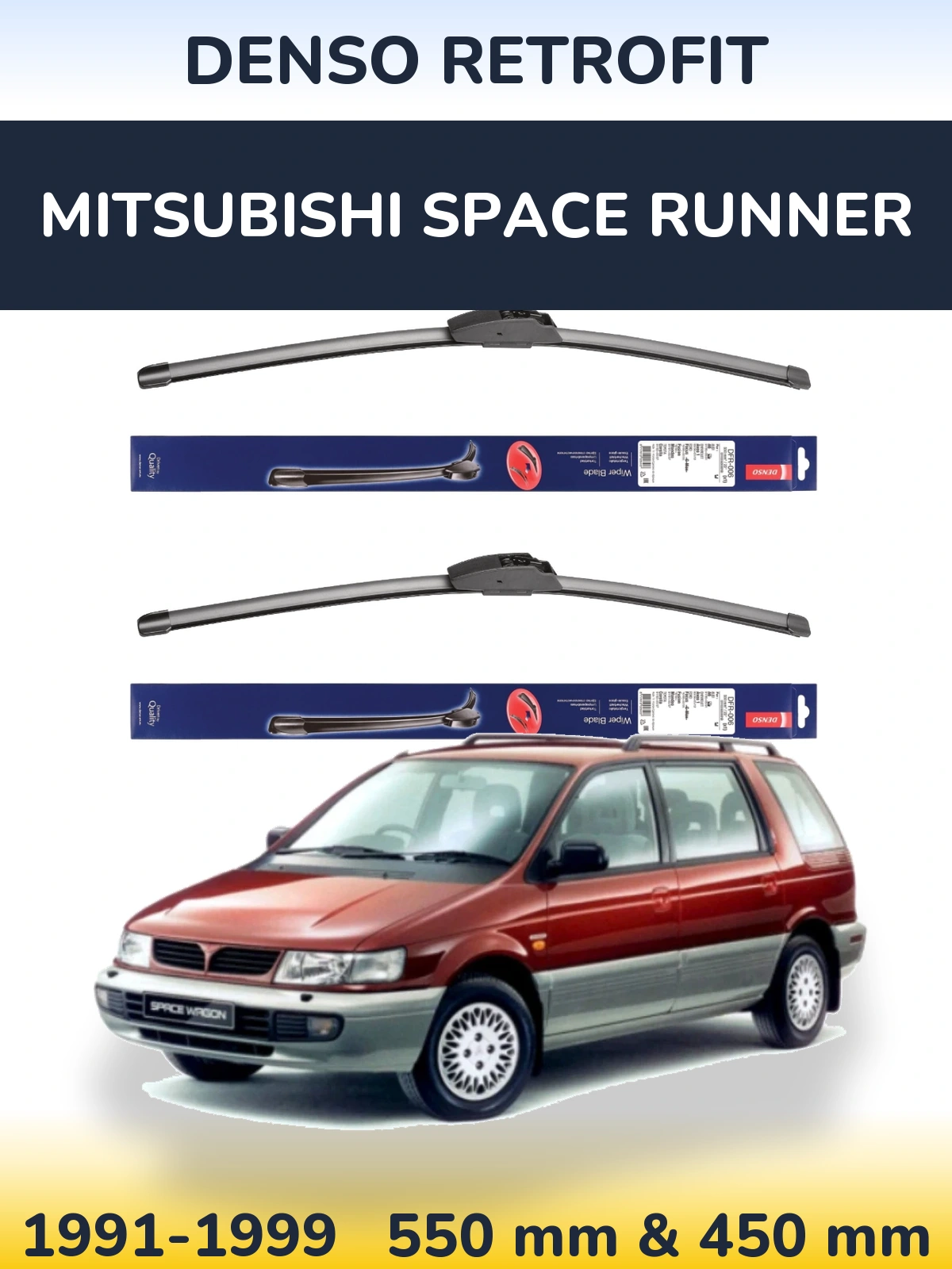 Front wiper blade set Denso Retrofit 550 & 450 мм for Mitsubishi Space Runner 1991-1999