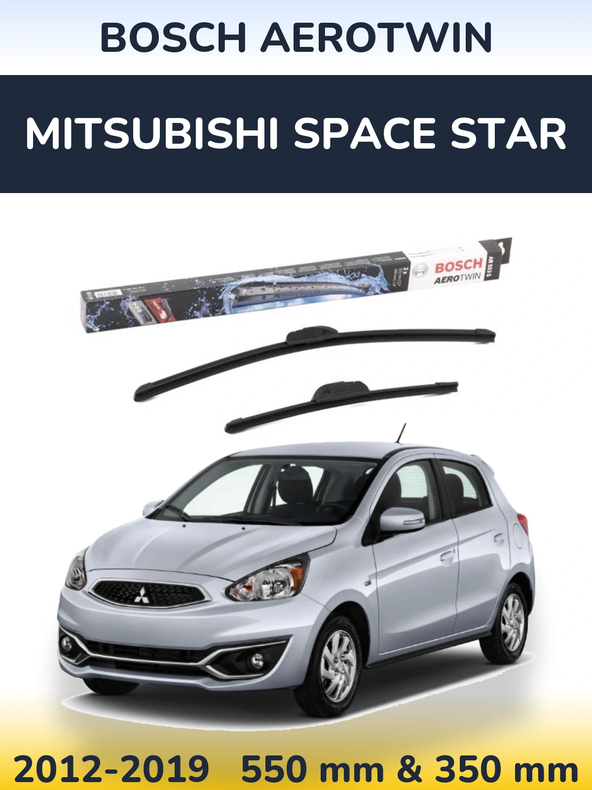 Komplet przednich wycieraczek BOSCH AeroTwin 550 & 350 mm do Mitsubishi Space Star 2012-2019