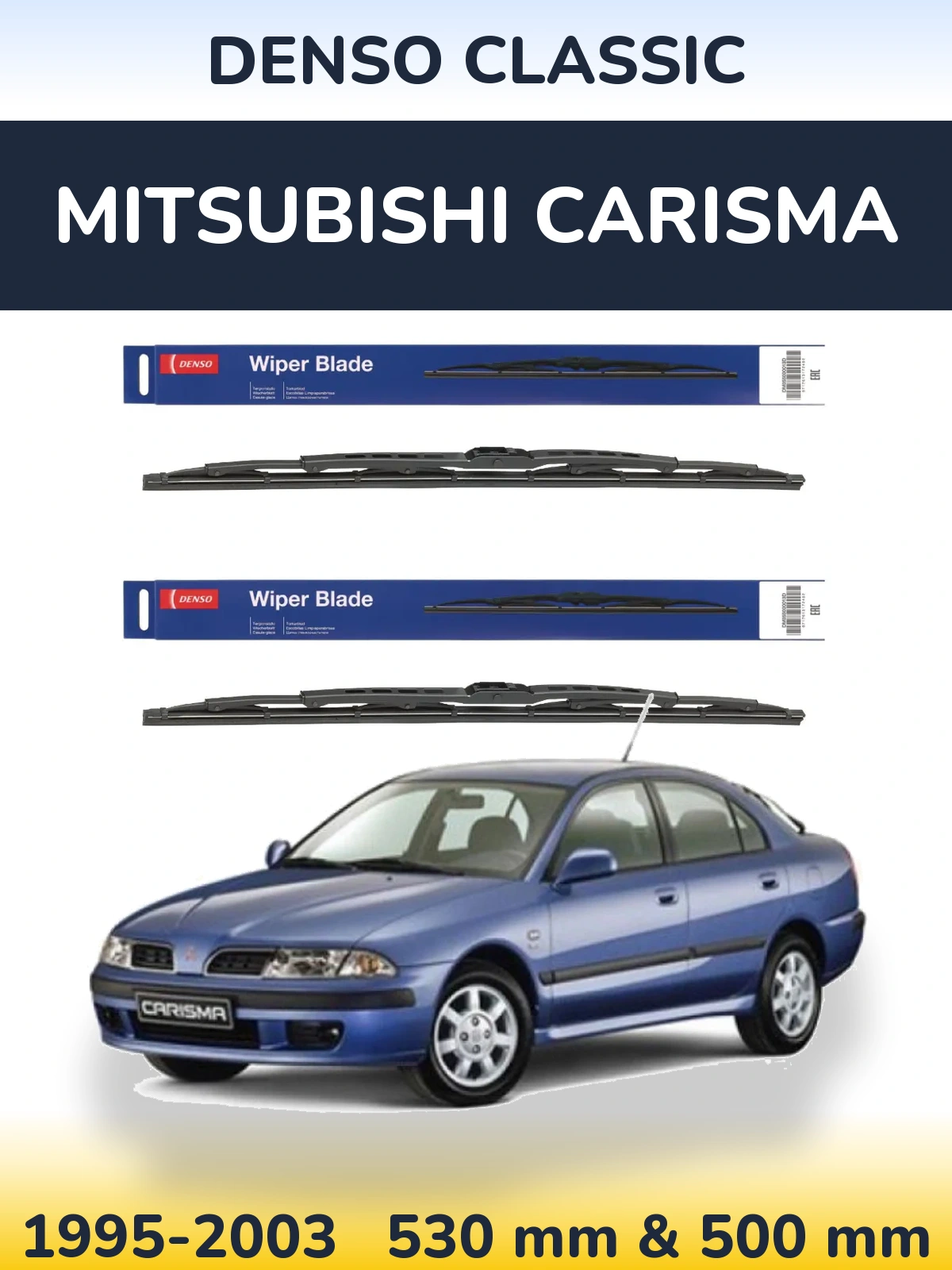 Komplet przednich wycieraczek Denso Classic 530 & 500 mm do Mitsubishi Carisma 1995-2003