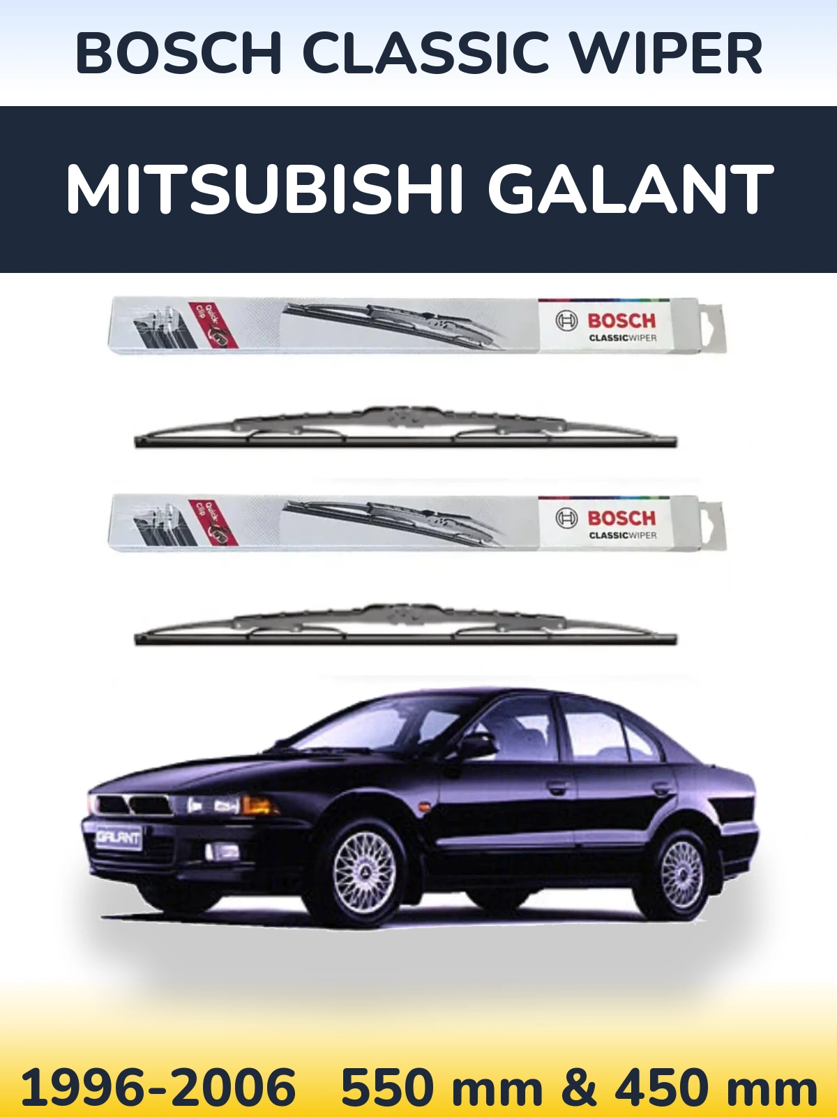 Front wiper blade set BOSCH Classic Wiper 550 & 450 mm for Mitsubishi Galant 1996-2006