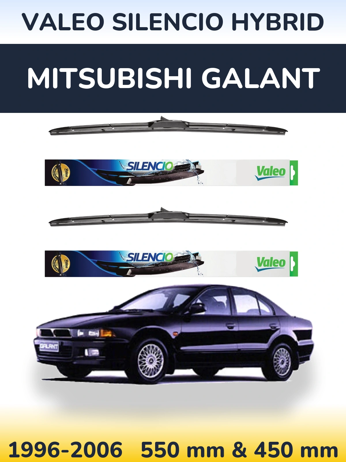 Комплект передніх щіток Valeo Silencio Hybrid 550 & 450 мм для Mitsubishi Galant 1996-2006