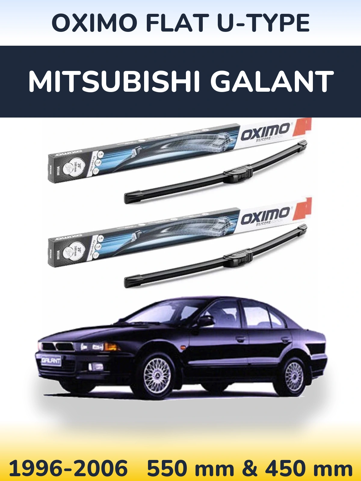 Front wiper blade set Oximo Flat U-type 550 & 450 мм for Mitsubishi Galant 1996-2006