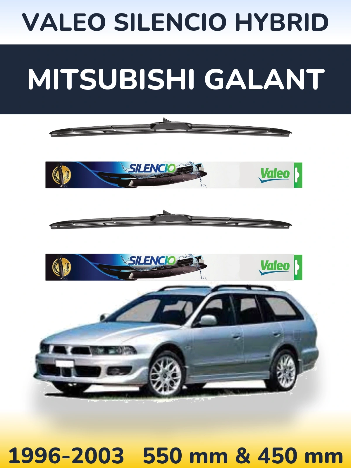 Front wiper blade set Valeo Silencio Hybrid 550 & 450 мм for Mitsubishi Galant 1996-2003