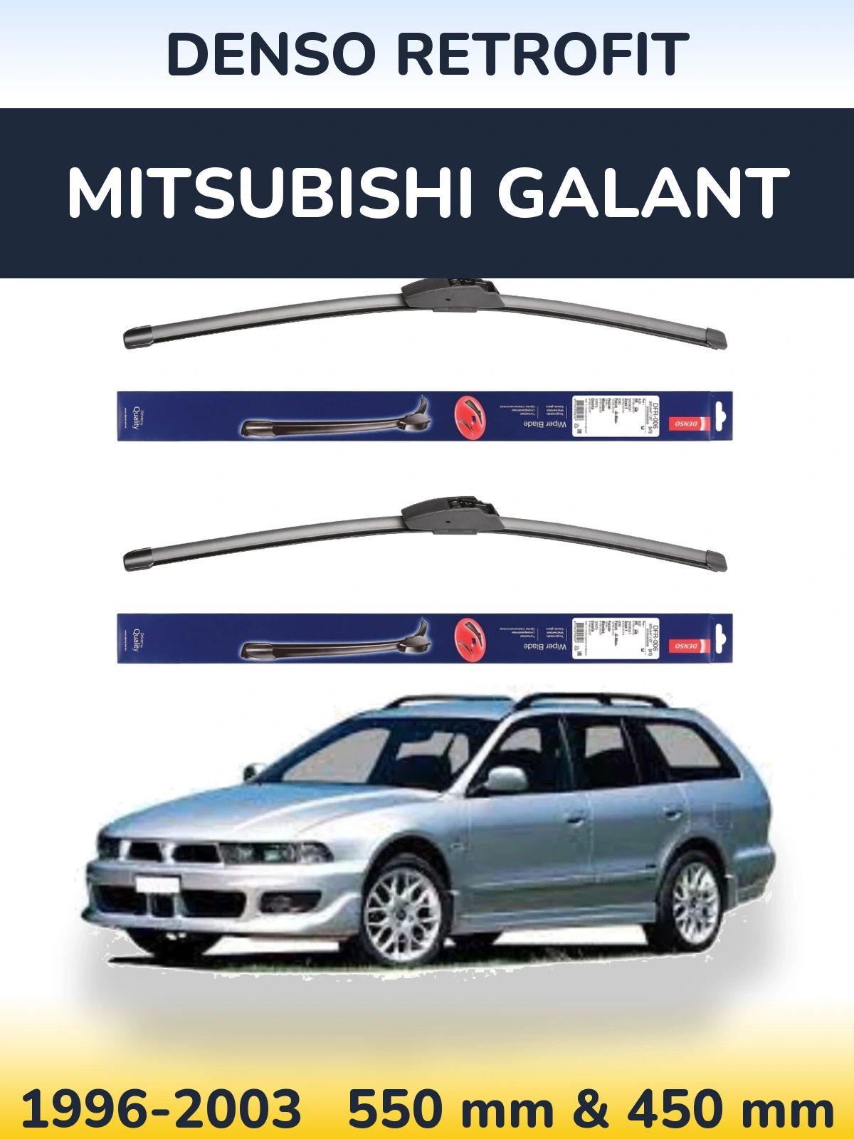 Front wiper blade set Denso Retrofit 550 & 450 мм for Mitsubishi Galant 1996-2003