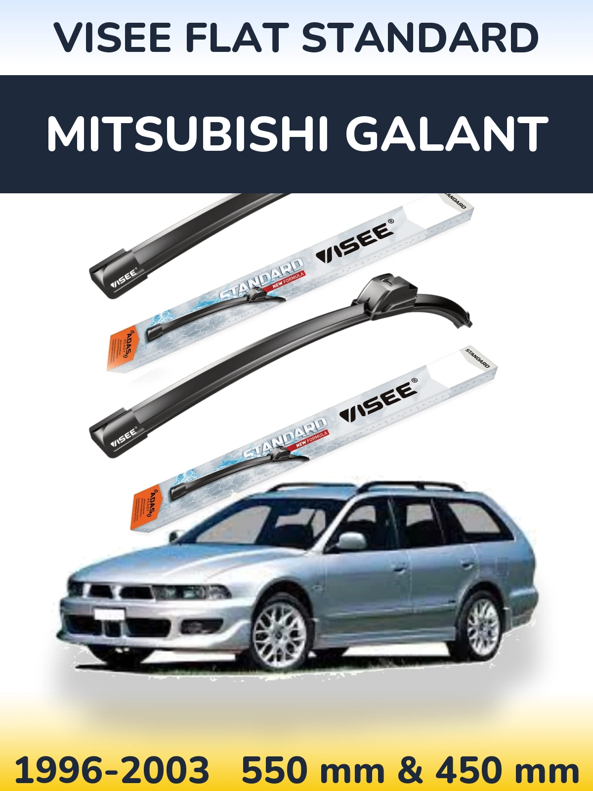 Front wiper blade set VISEE FLAT STANDARD 550 & 450 мм for Mitsubishi Galant 1996-2003