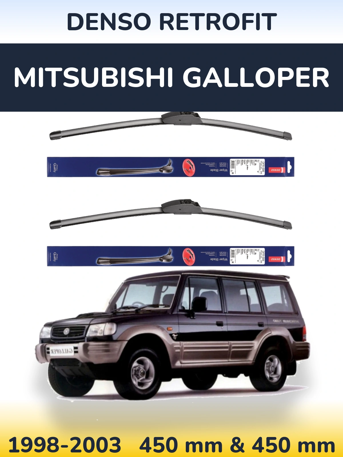 Komplet przednich wycieraczek Denso Retrofit 450 & 450 mm do Mitsubishi Galloper 1998-2003